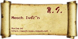 Mesch Iván névjegykártya